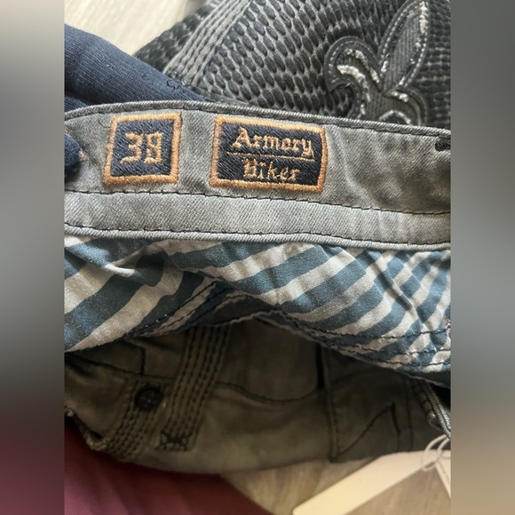 Rock Revival Armory Biker Faded Gray Distressed
Embellished Jeans - Picture 10 of 17
